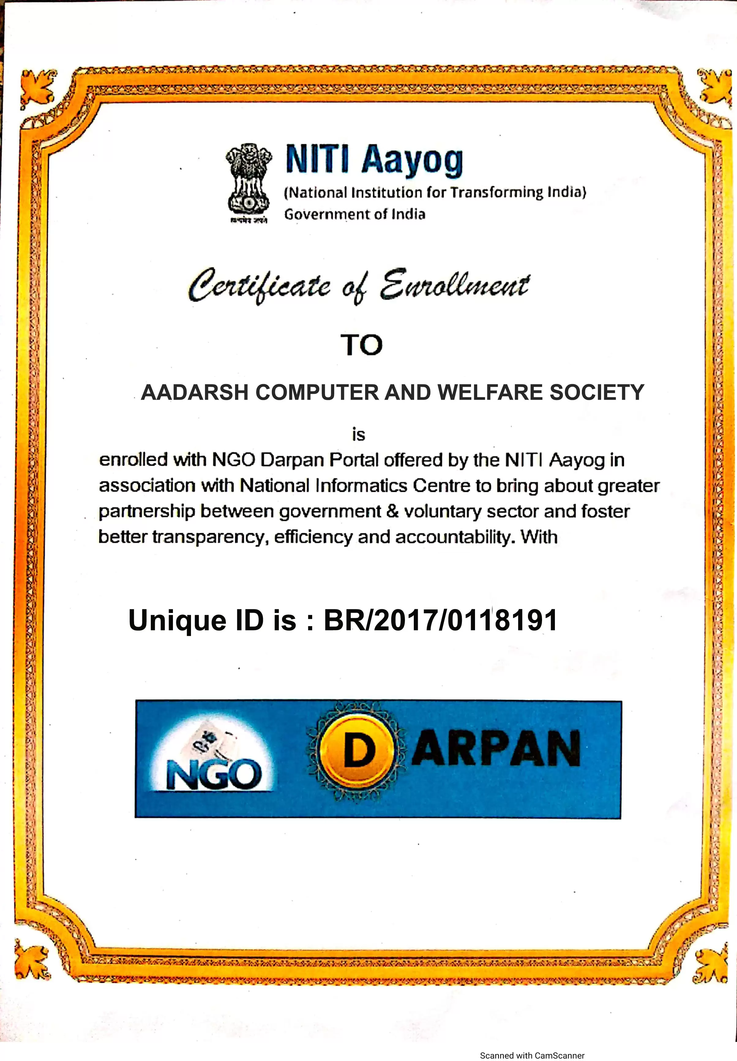 Affiliation Certificate